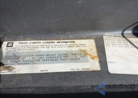 1990 Chevrolet Gmt-400 C1500 из США, поврежденный, VIN 1GCDC14K2LE213078